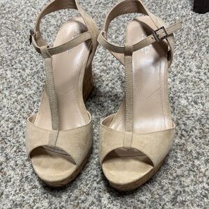 Charles David Tan Suede Wedge Sandals